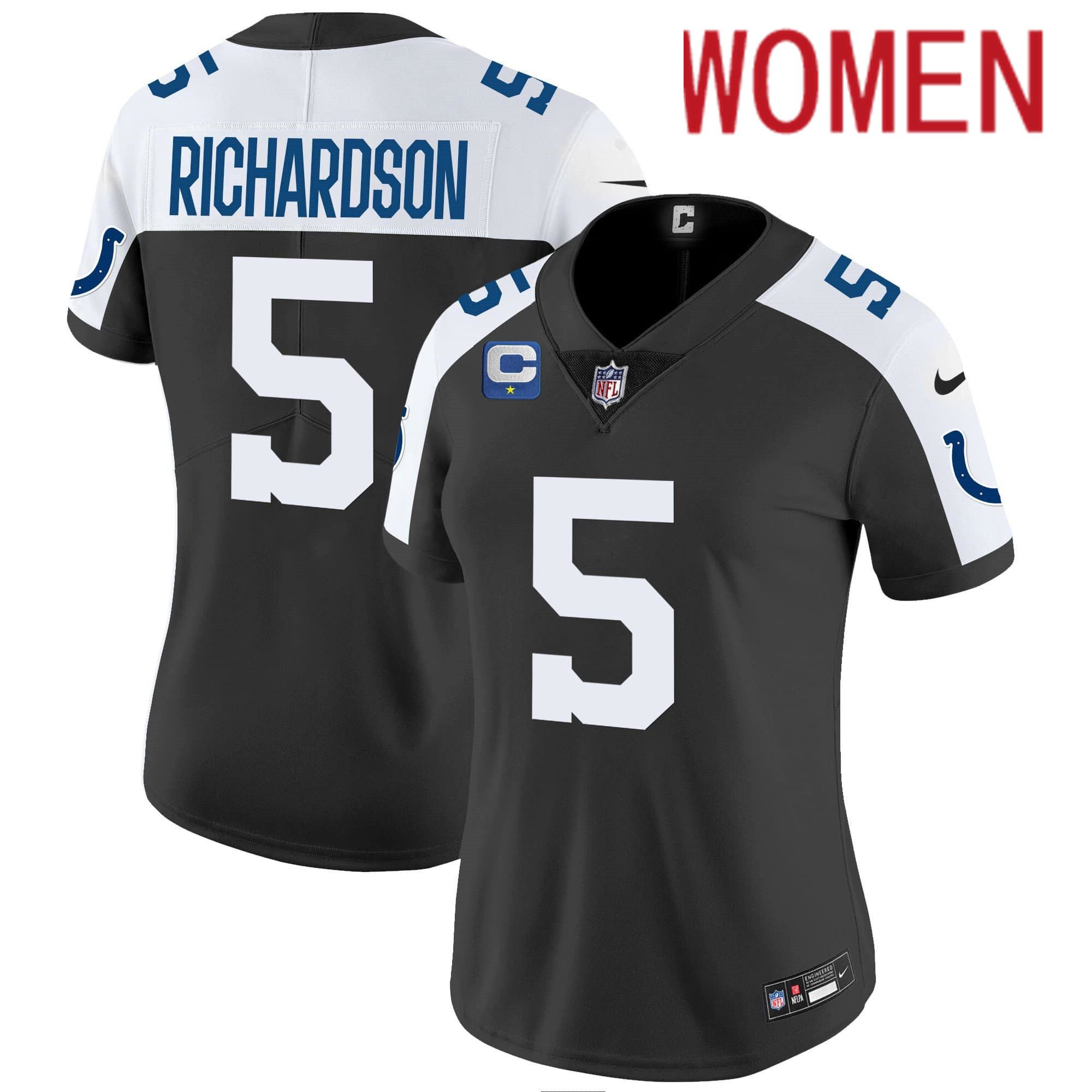 Women Indianapolis Colts #5 Richardson Black 2024 Nike Vapor Limited NFL Jersey->women nfl jersey->Women Jersey